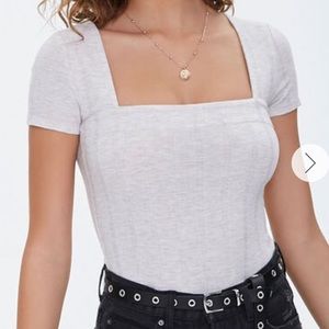 Forever 21 Tan Ribbed Bodysuit